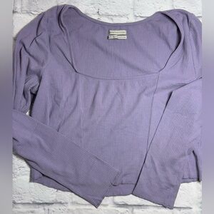Urban Outfitters Lilac Ribbed Long Sleeve Crop